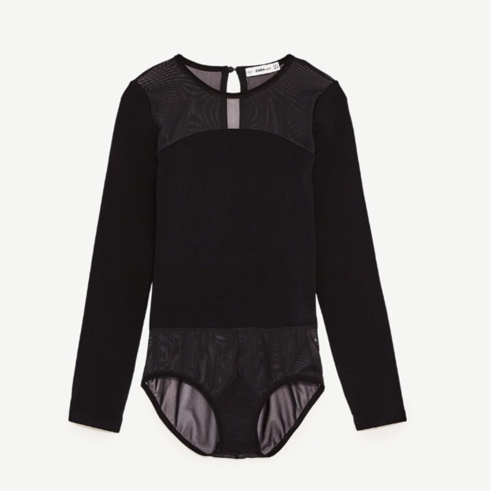 Zara black Tulle bodysuit